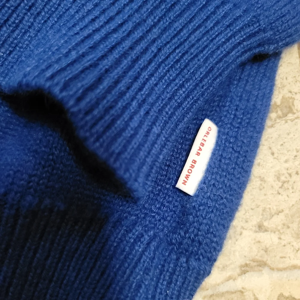 Orlabar Brown 100% cashmere collared sweater Royal Blue Ultra Soft Pullover - Picture 3 of 6